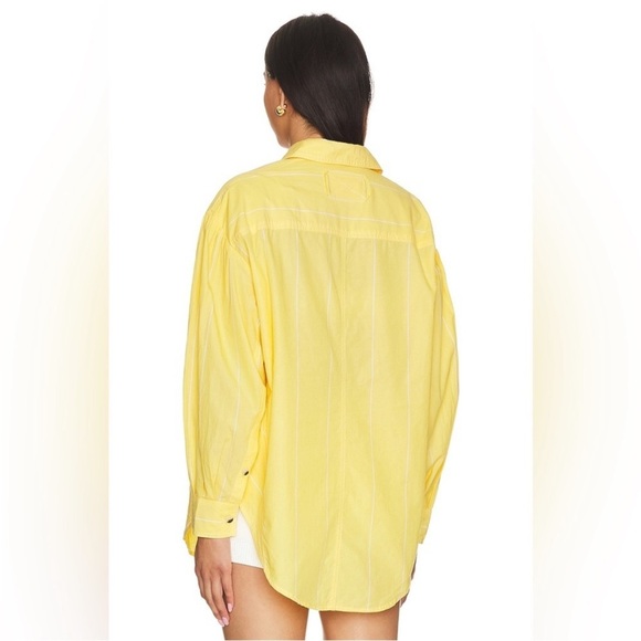 SOLD Free People Happy Hour Stripe Button Down Shirt Yellow Coverup NWOT - Picture 6 of 16